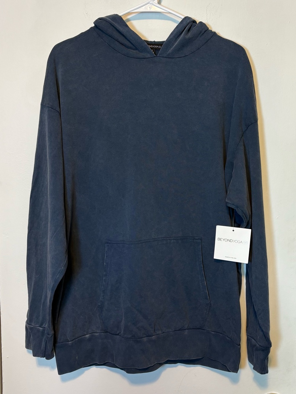 NEW Beyond Yoga Blue Distressed Wash Oversized Hoodie Sweatshirt Size S